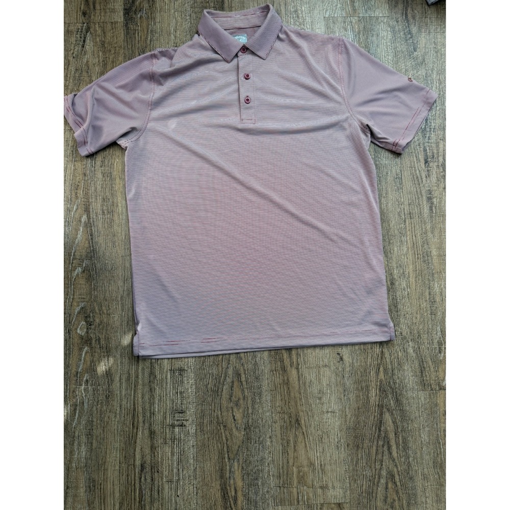 Callaway Opti-Dri Golf Polo Shirt Mens Medium Burgundy White Micro Stripe Shor